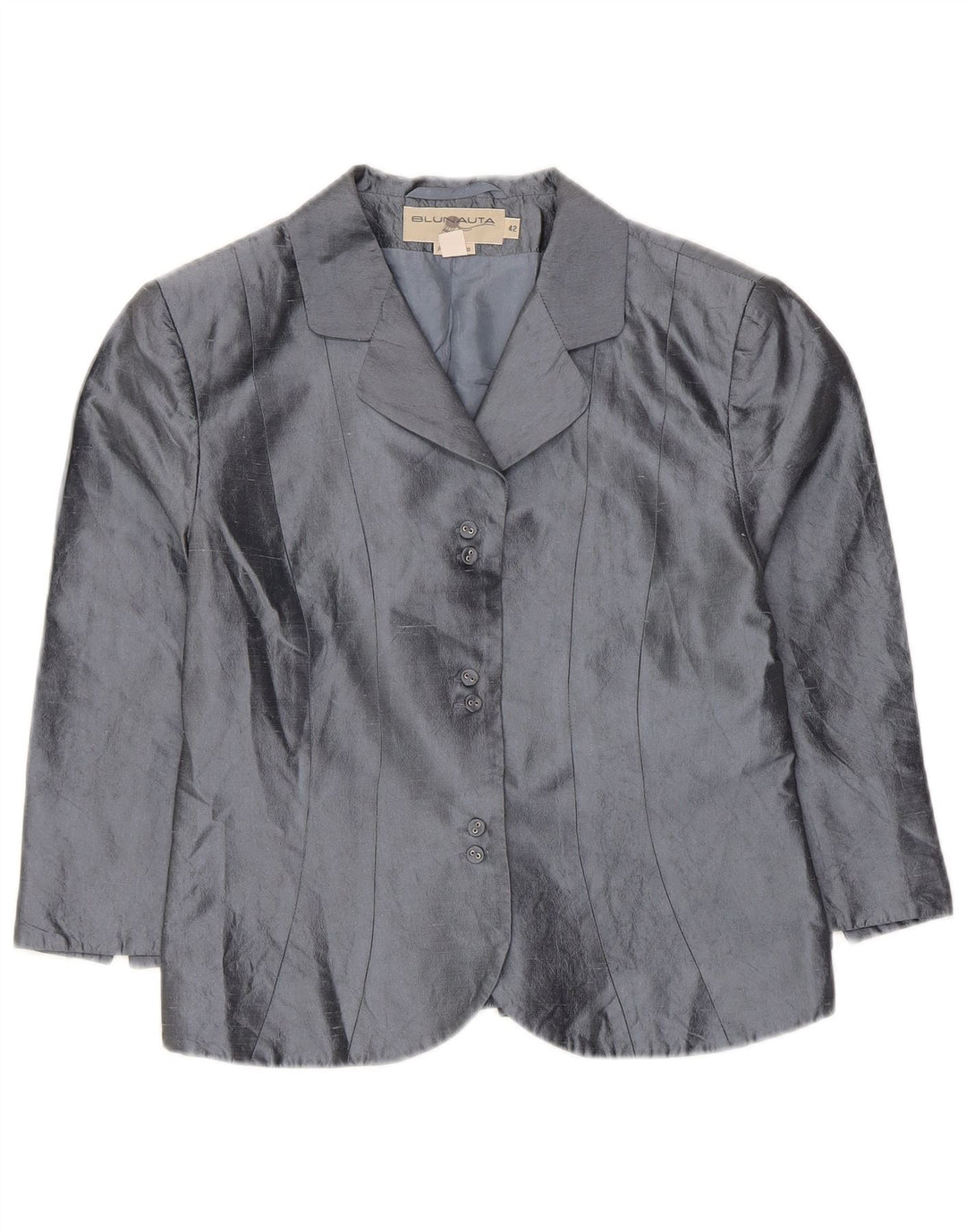 Giacca Blazer a 6 Bottoni Crop da Donna Blunauta IT 42 Seta Grigio Medio