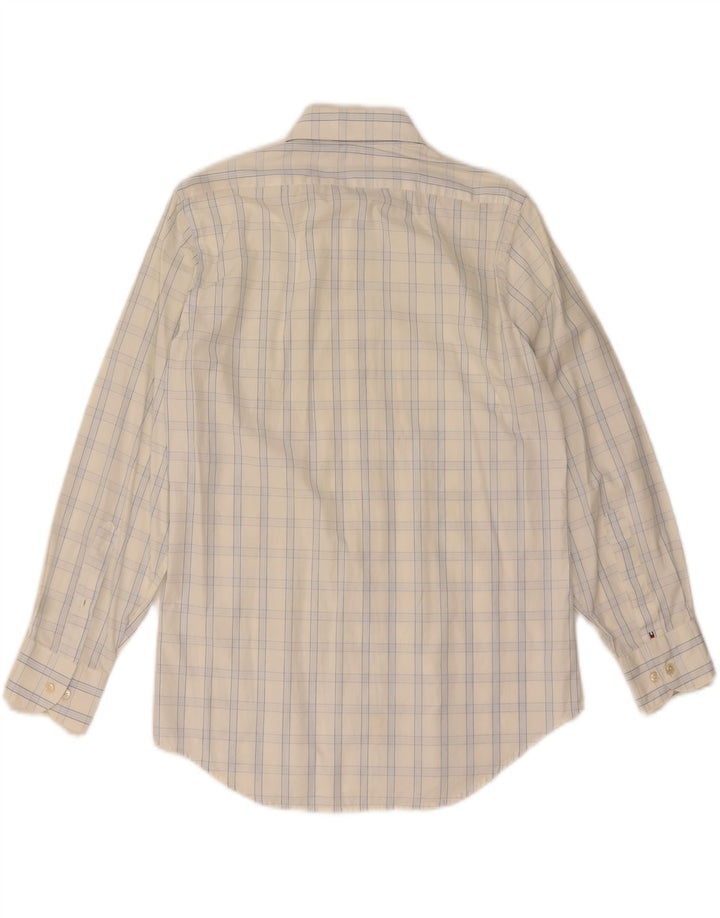 TOMMY HILFIGER Camicia aderente da uomo taglia 38 15 a quadri bianchi medi