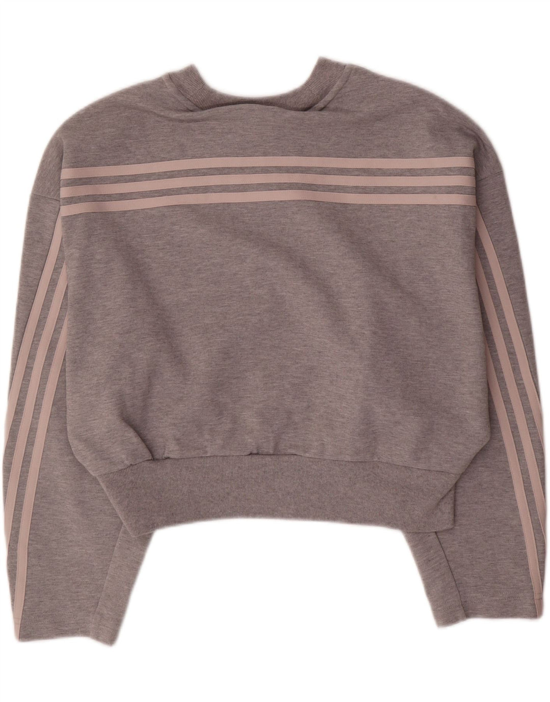 ADIDAS Womens Crop Oversized Sweatshirt Jumper UK 8/10 Small Grey Cotton