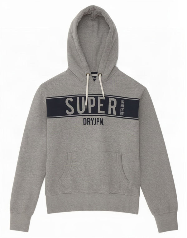 Felpa con cappuccio grafica da uomo Superdry Large in cotone color block grigio