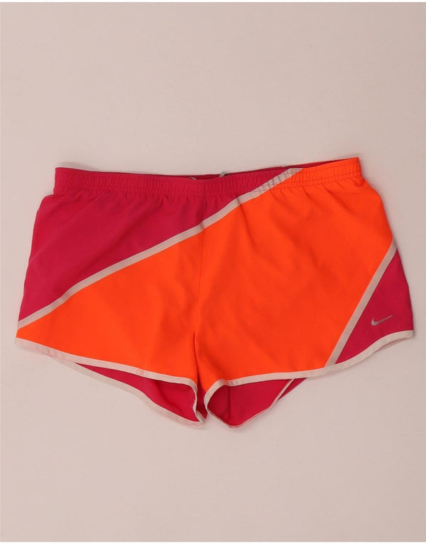 Pantaloncini sportivi Nike da donna Dri Fit UK 14 poliestere color block rosa medio