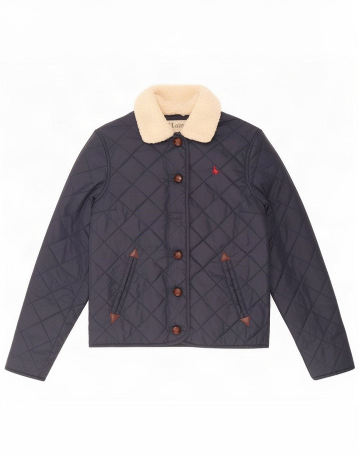 Giacca trapuntata da donna Jack Wills UK 8 piccola in poliestere blu navy