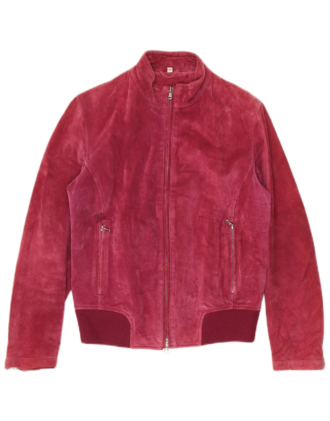 Giubbotto bomber vintage in pelle scamosciata da donna IT 44 in pelle rosa medio