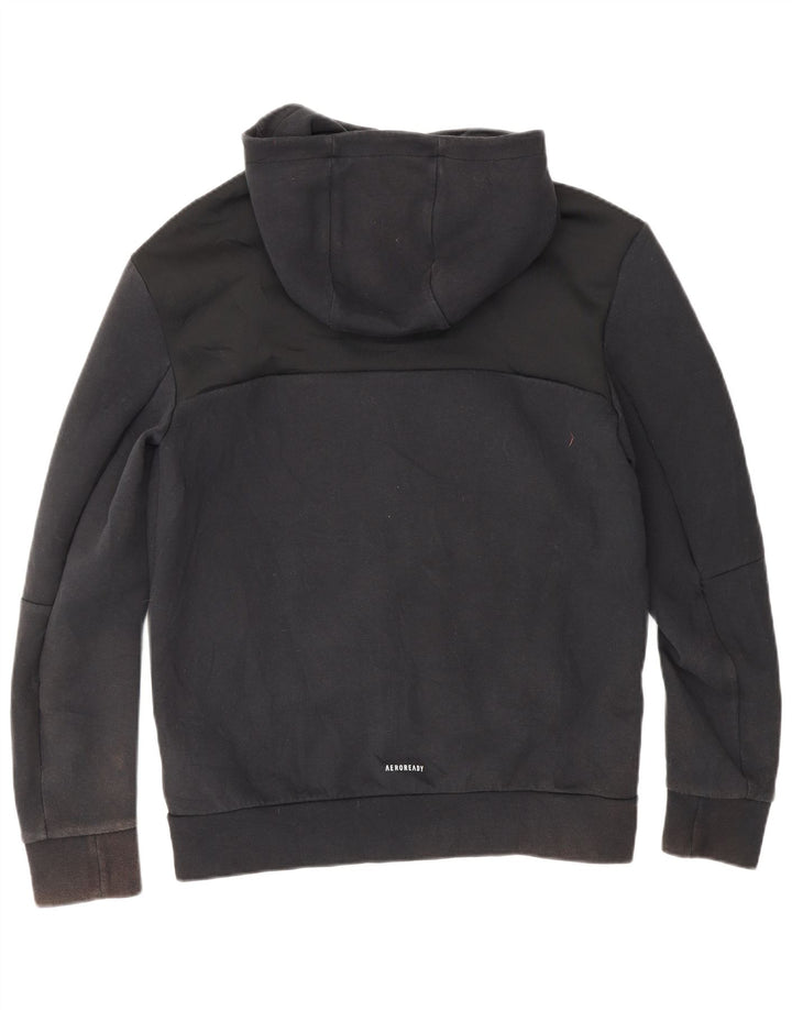 Maglione con cappuccio e zip da uomo Adidas piccolo in cotone a righe nere