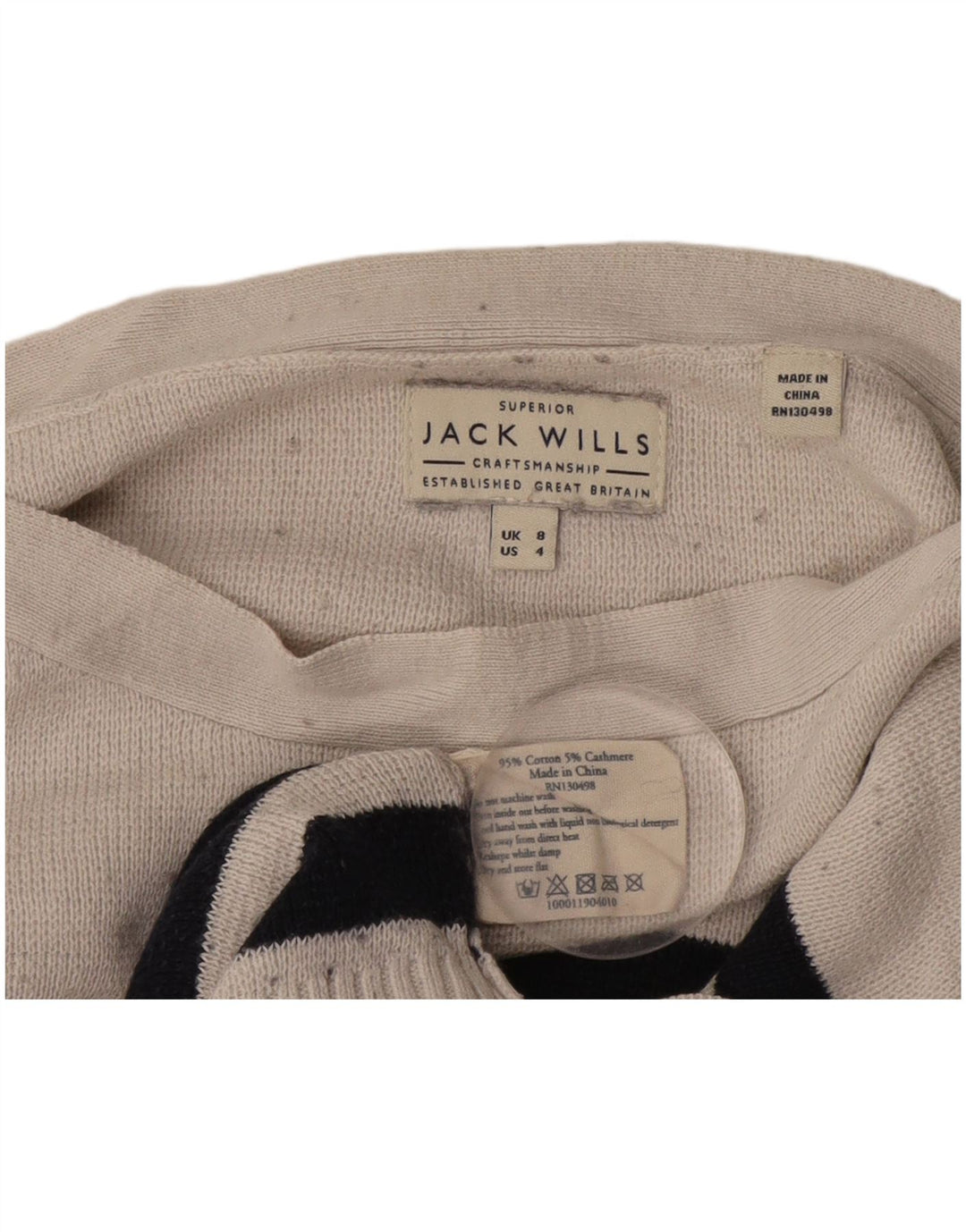 JACK WILLS Maglione oversize da donna con scollo a barca UK 8 Small Blu navy