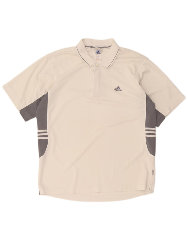 Polo Adidas Climalite da uomo UK 40/42 Medium White Colourblock