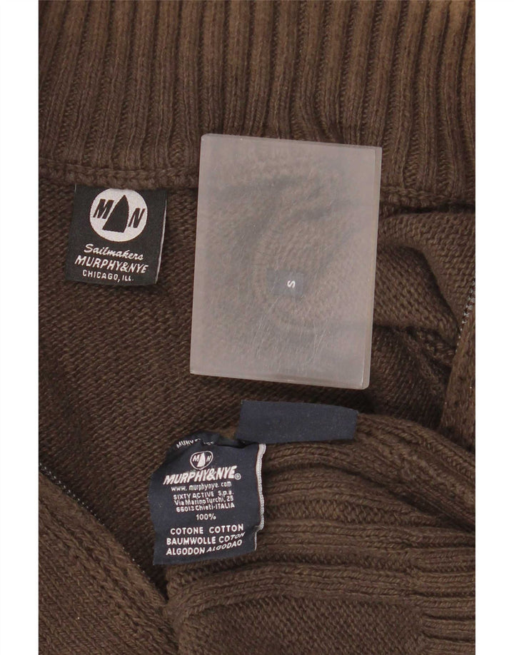 Murphy & Nye Maglione cardigan da uomo per velai piccolo in cotone marrone