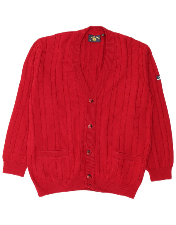 Maglione cardigan da uomo NAVIGARE XL rosso in lana merino