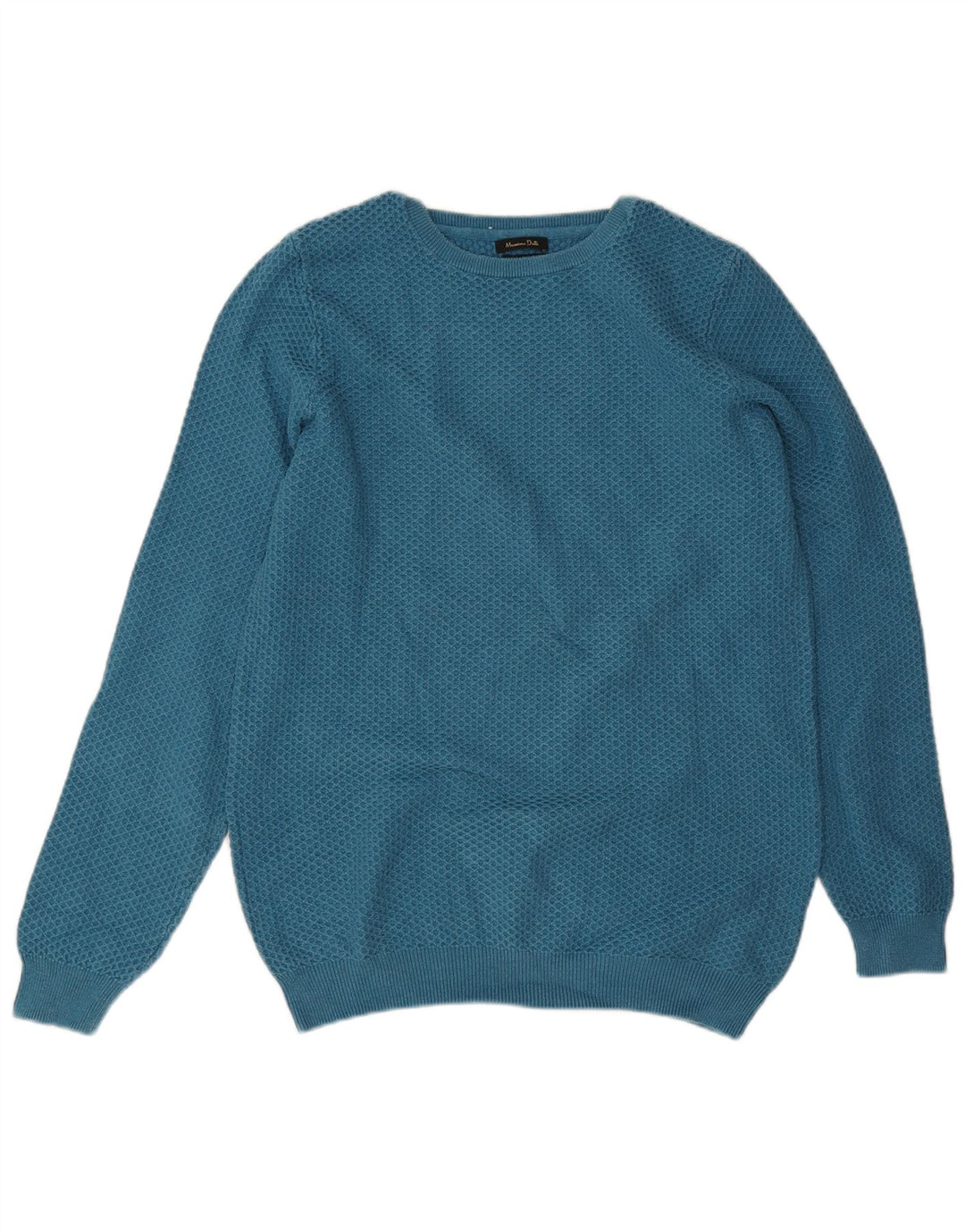 MASSIMO DUTTI Maglione da uomo girocollo grande in cotone blu