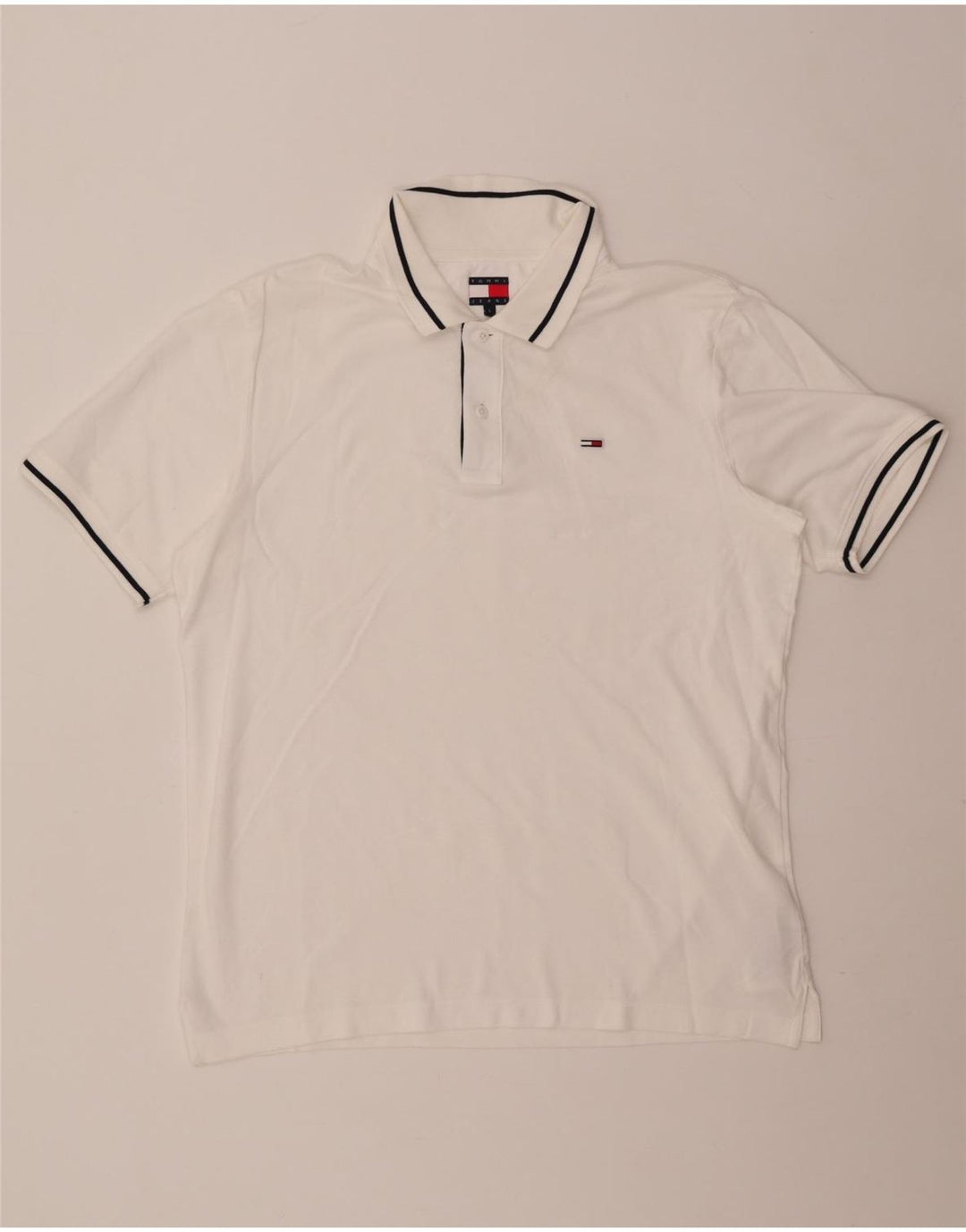 Polo da uomo Tommy Hilfiger grande in cotone bianco