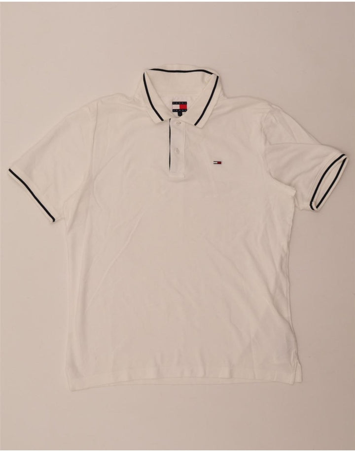 Polo da uomo Tommy Hilfiger grande in cotone bianco