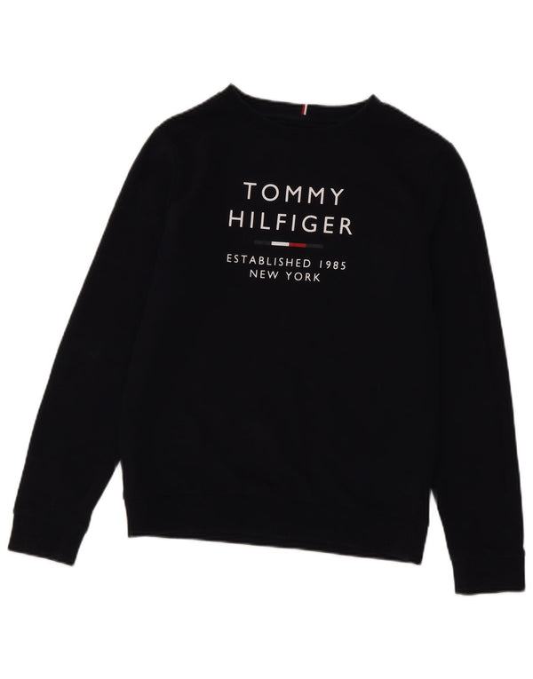 Felpa grafica da bambino Tommy Hilfiger 15-16 anni in cotone blu navy