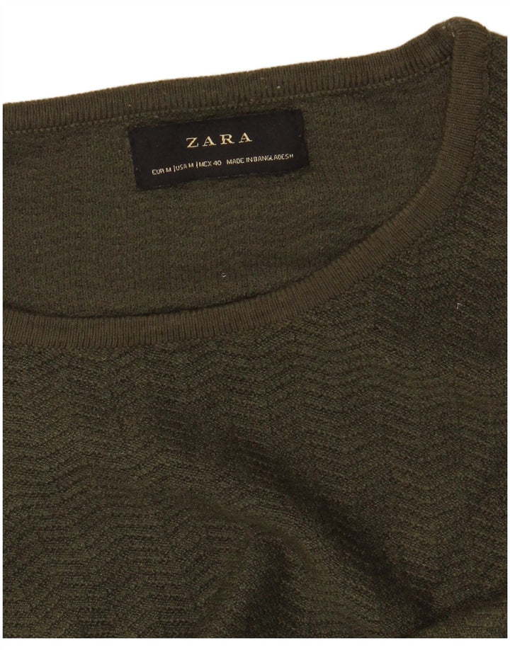 Maglione maglione girocollo da uomo Zara verde medio