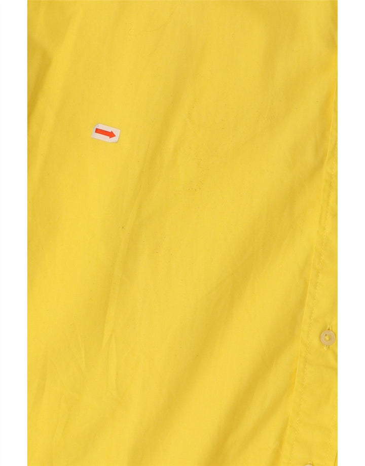Camicia a maniche corte da uomo BENETTON XL in cotone giallo