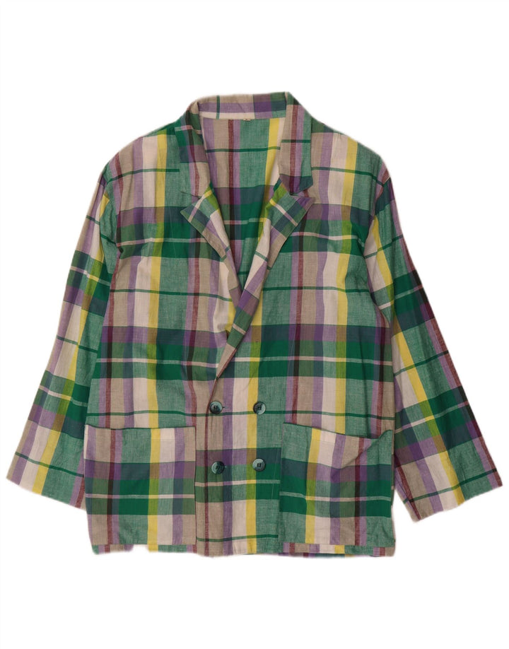 VINTAGE Mens Double Breasted Blazer Jacket UK 40 Large Multicoloured Check