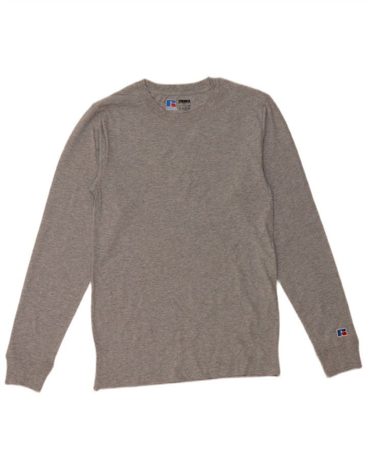 RUSSELL ATHLETIC Top da uomo a maniche lunghe in cotone chiazzato grigio piccolo