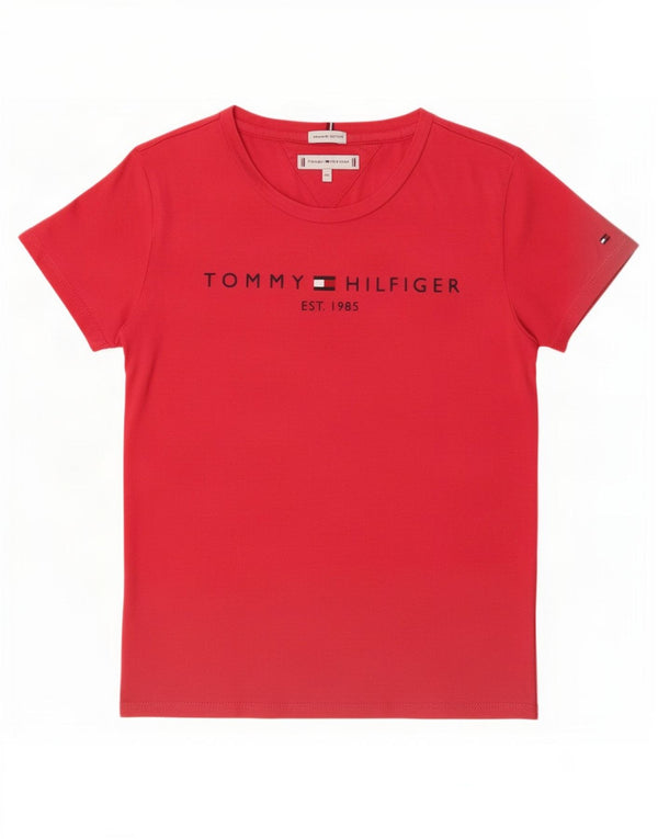 T-shirt grafica per ragazze Tommy Hilfiger Top 11-12 anni in cotone rosso