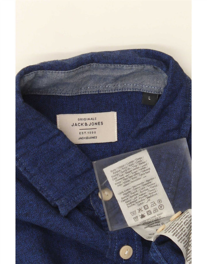 Camicia da uomo Jack & Jones grande in cotone blu navy