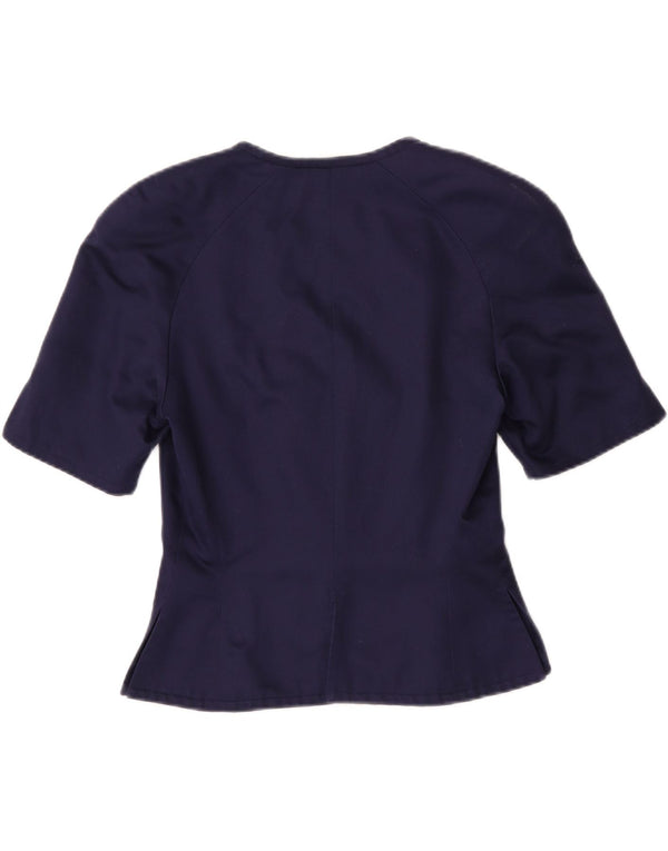 CACHAREL Womens Crop Short Sleeve Blazer Jacket EU 38 Medium Navy Blue