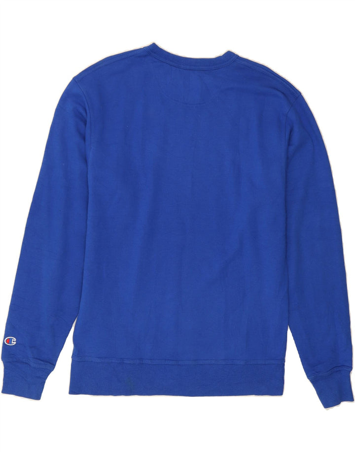 CHAMPION Mens Graphic Sweatshirt Jumper Medium Blue Cotton Vintage Champion and Second-Hand Champion from Messina Hembry 