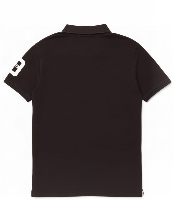 Polo grafica da uomo vintage grande in cotone nero