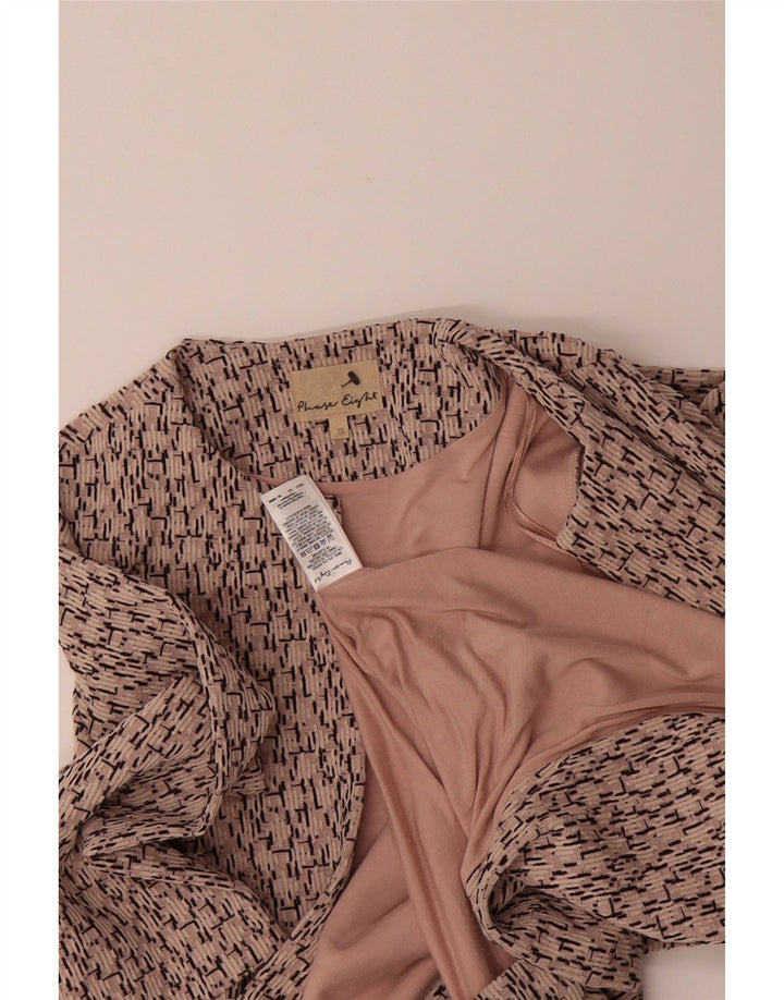 PHASE EIGHT Womens Open Overcoat UK 14 Large Pink Geometric Polyester Vintage Phase Eight and Second-Hand Phase Eight from Messina Hembry 