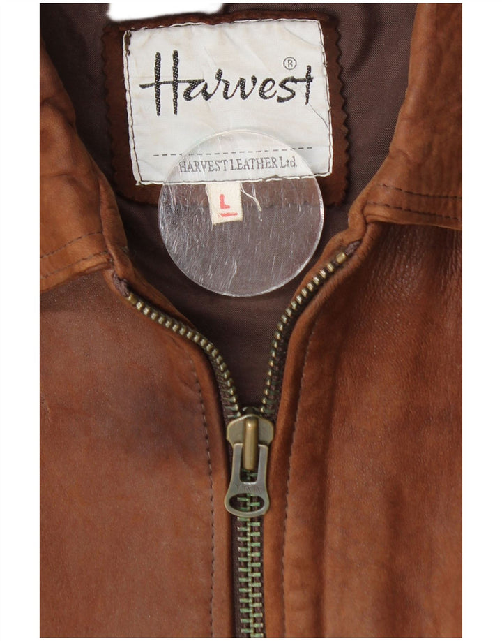 Giacca in pelle da uomo Harvest UK 40 grande in pelle marrone