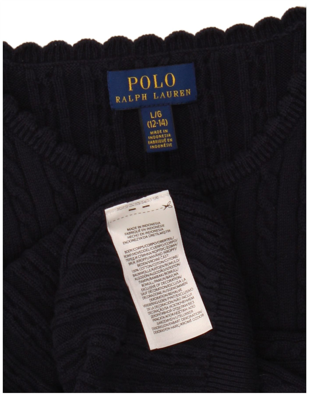 POLO RALPH LAUREN Maglione cardigan per ragazze 12-13 anni grande blu navy