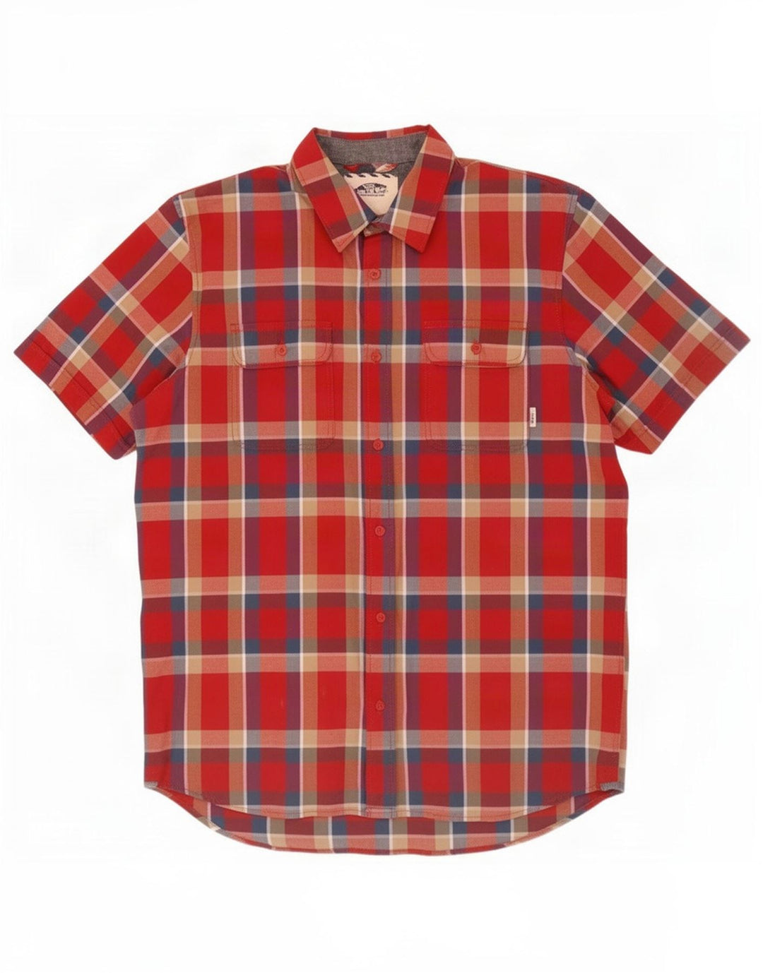 Camicia a maniche corte da uomo Vans in cotone a quadri rossi medi