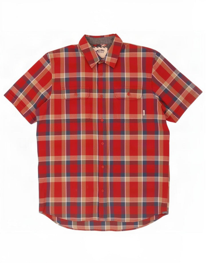 Camicia a maniche corte da uomo Vans in cotone a quadri rossi medi