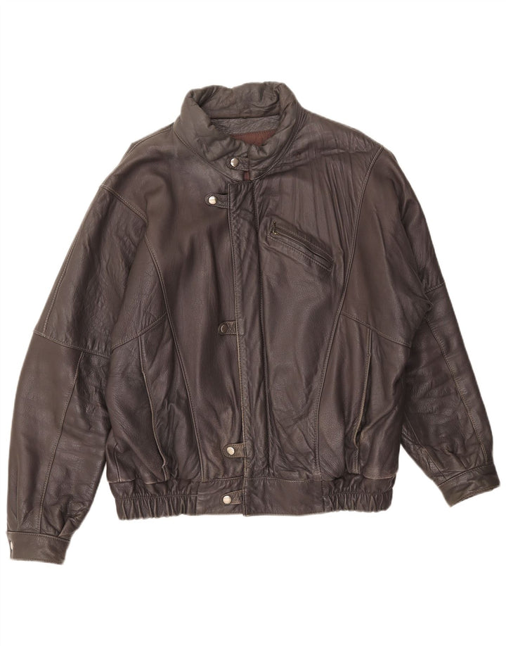 Giacca in pelle vintage da uomo UK 36 piccola in pelle marrone