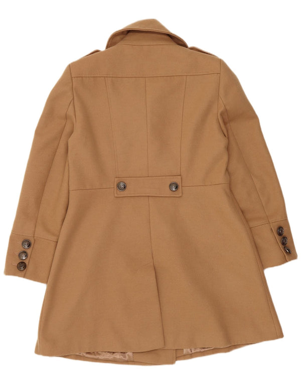 Wallis Womens Double Breasted Coat UK 14 Large Beige Polyester
