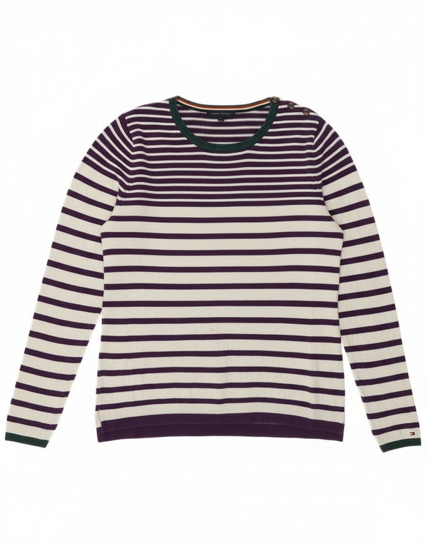 Tommy Hilfiger Womens Crew Neck Jumper Sweater UK 10 Small Purple Nautical