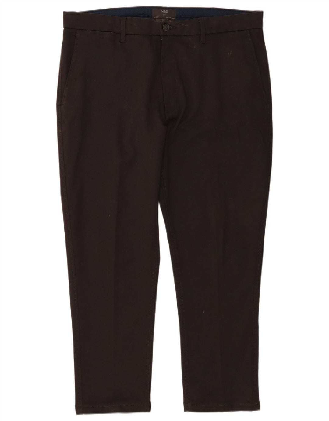 Pantaloni chino slim da uomo Marks & Spencer W38 L29 cotone grigio