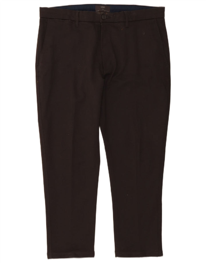 Pantaloni chino slim da uomo Marks & Spencer W38 L29 cotone grigio