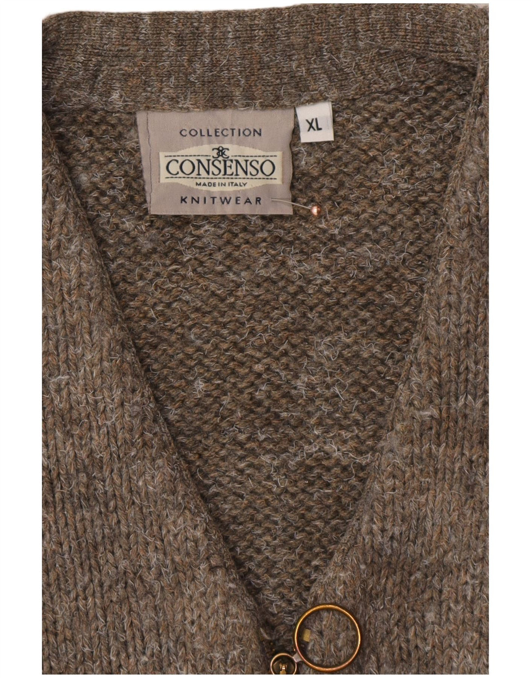 Maglione cardigan senza maniche da uomo CONSENSO XL Marrone geometrico