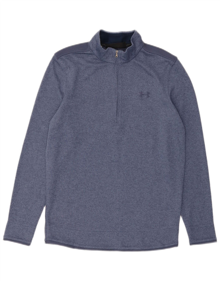 Under Armour Uomo Cold Gear Zip Collo Pullover Tuta Top Piccola Blu