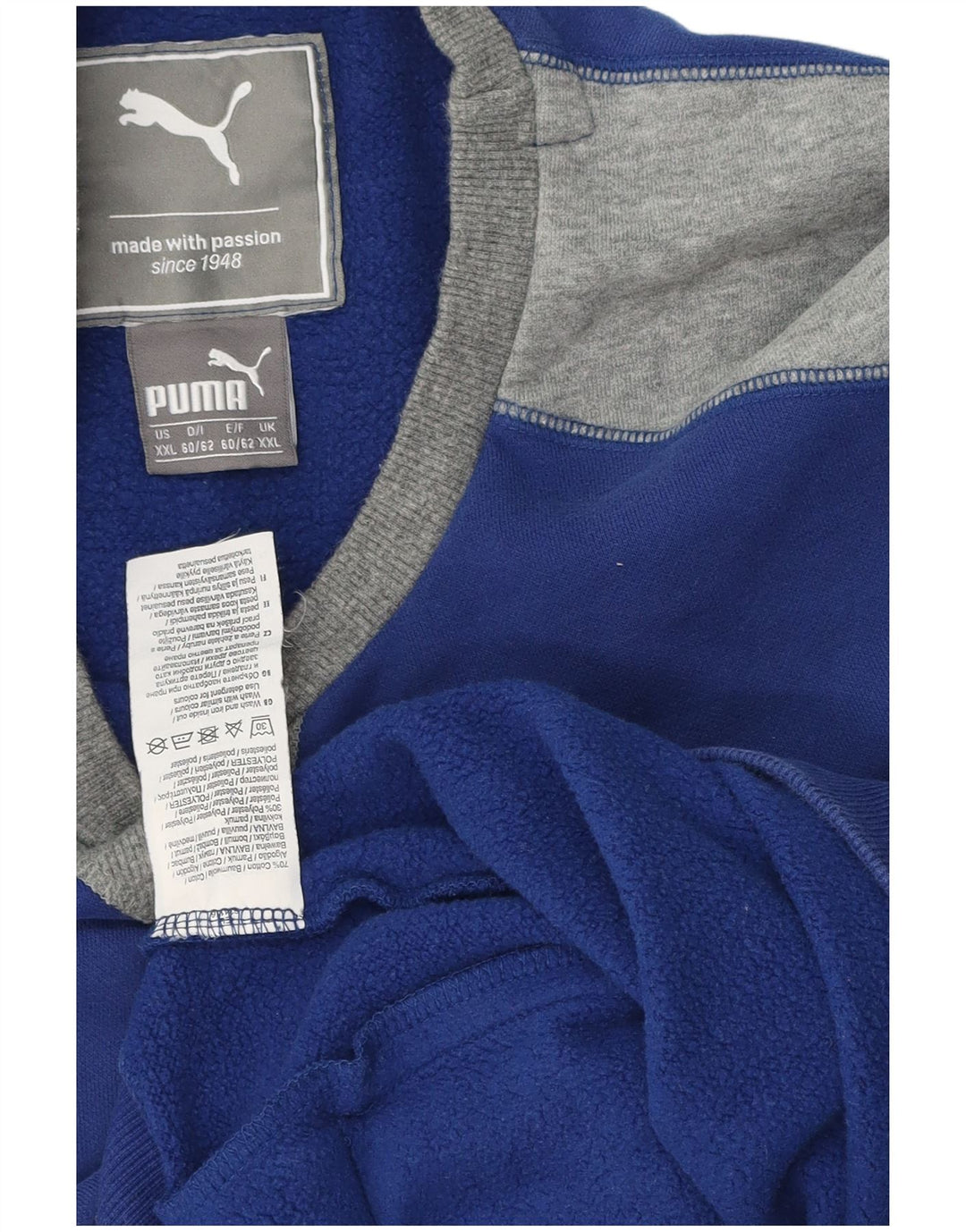 Felpa grafica da uomo Puma Jumper 2XL Blu Colourblock in cotone