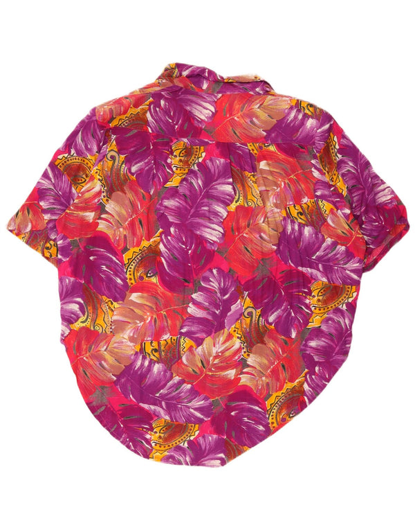 Camicia a maniche corte da donna vintage UK 18 XL floreale multicolore