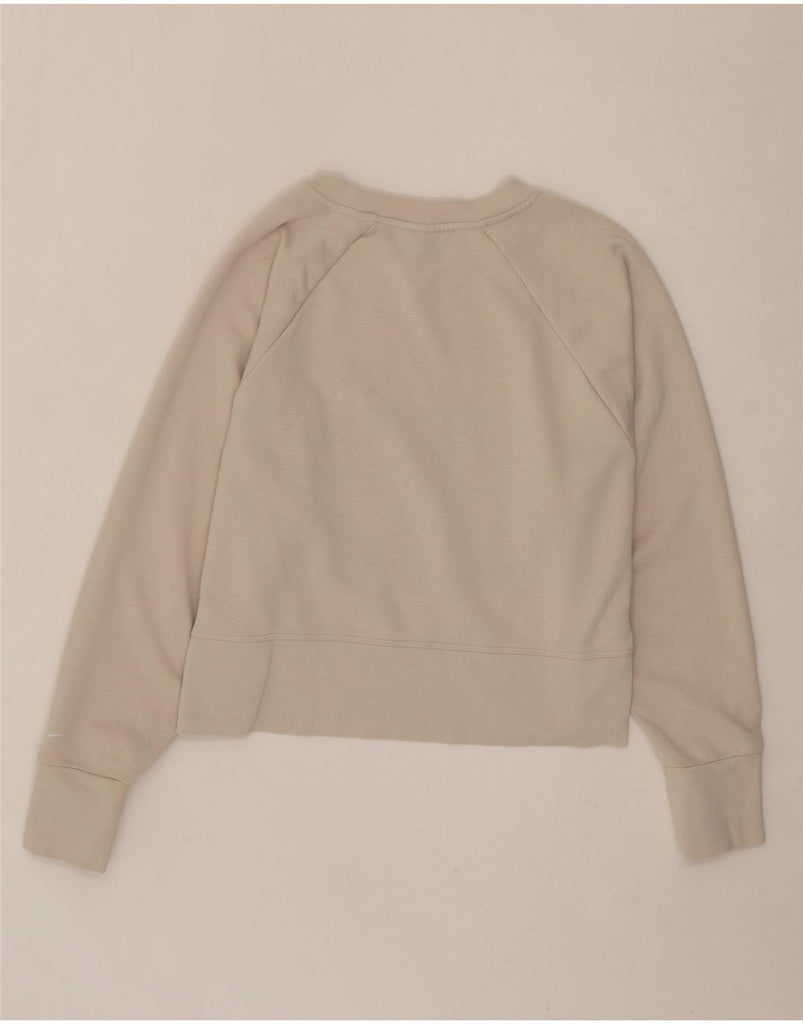 NIKE Womens Dri Fit Graphic Oversized Sweatshirt Jumper UK 14 Medium Beige Vintage Nike and Second-Hand Nike from Messina Hembry 