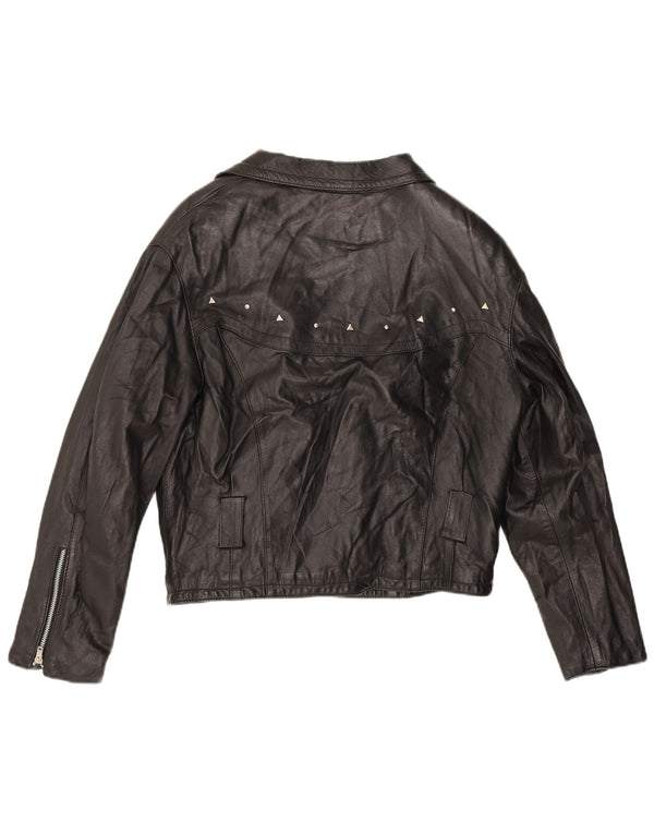 Giacca da motociclista in pelle da donna Boxer UK 14 Pelle nera media