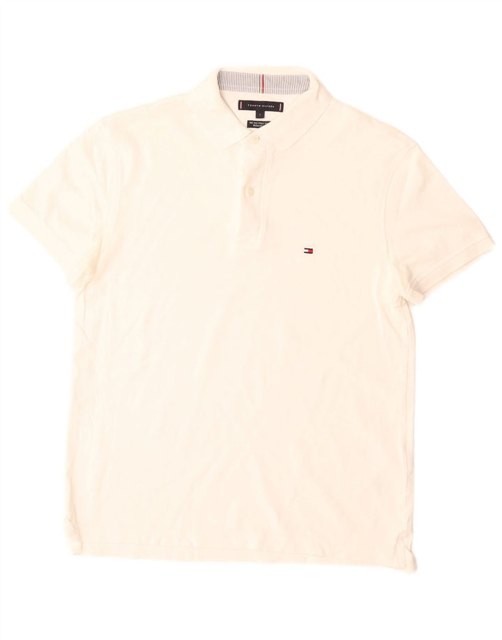 Polo Tommy Hilfiger da uomo vestibilità regolare piccola in cotone bianco