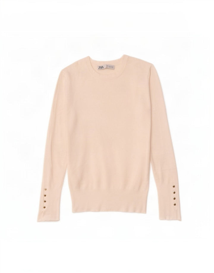 Maglione maglione girocollo da donna Zara UK 10 piccolo bianco