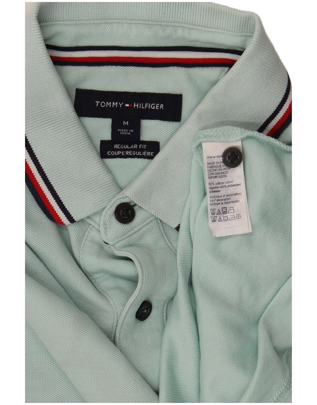 Polo da uomo Regular Fit Tommy Hilfiger in cotone turchese medio