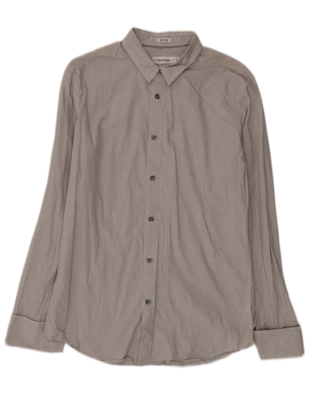 Camicia formale slim fit da uomo Calvin Klein in cotone a quadretti grigio medio