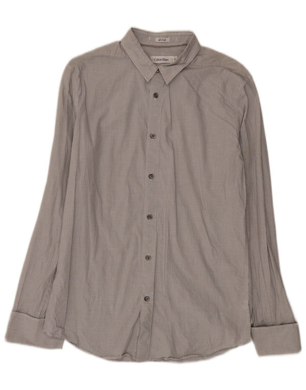 Camicia formale slim fit da uomo Calvin Klein in cotone a quadretti grigio medio