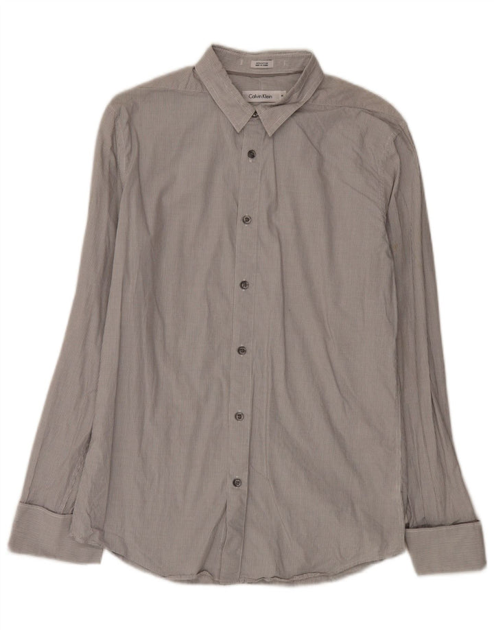Camicia formale slim fit da uomo Calvin Klein in cotone a quadretti grigio medio