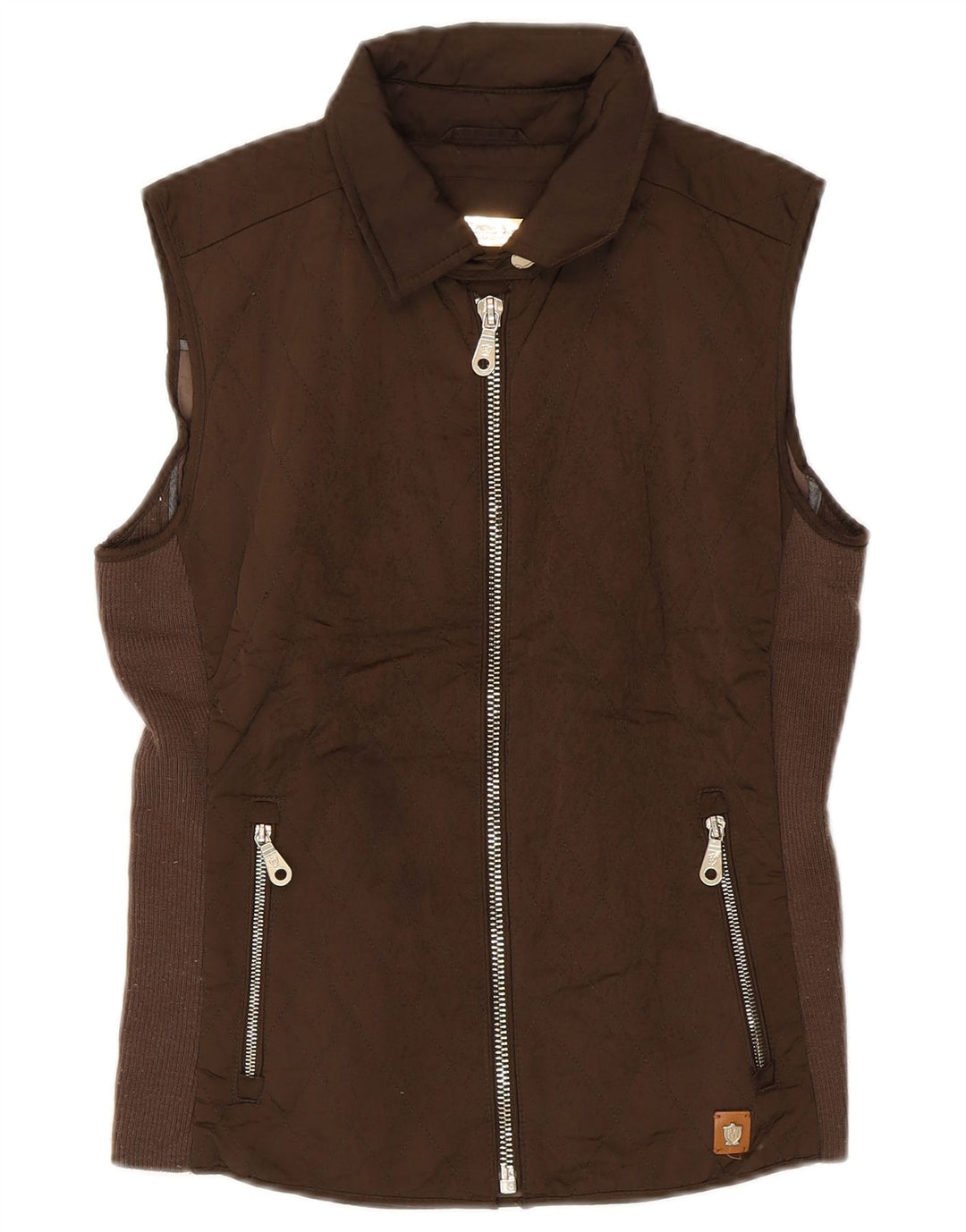 Gilet trapuntato da donna Massimo Dutti UK 12 Poliestere marrone medio