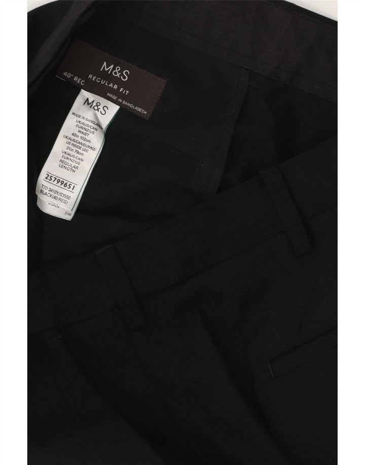 Pantaloni casual vestibilità regolare da uomo Marks & Spencer W40 L31 poliestere nero