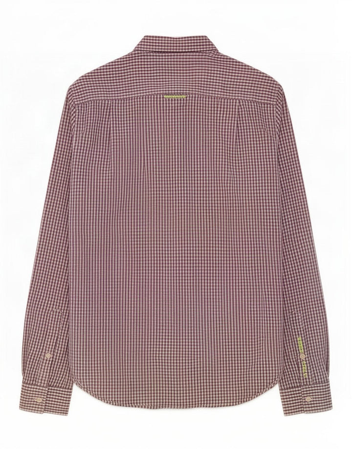Camicia da uomo Superdry piccola in cotone a quadretti viola